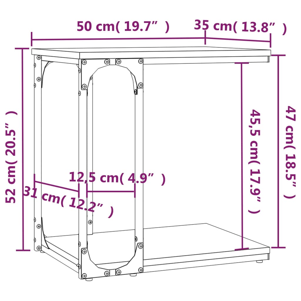 Beistelltisch Sonoma-Eiche 50x35x52 cm Holzwerkstoff