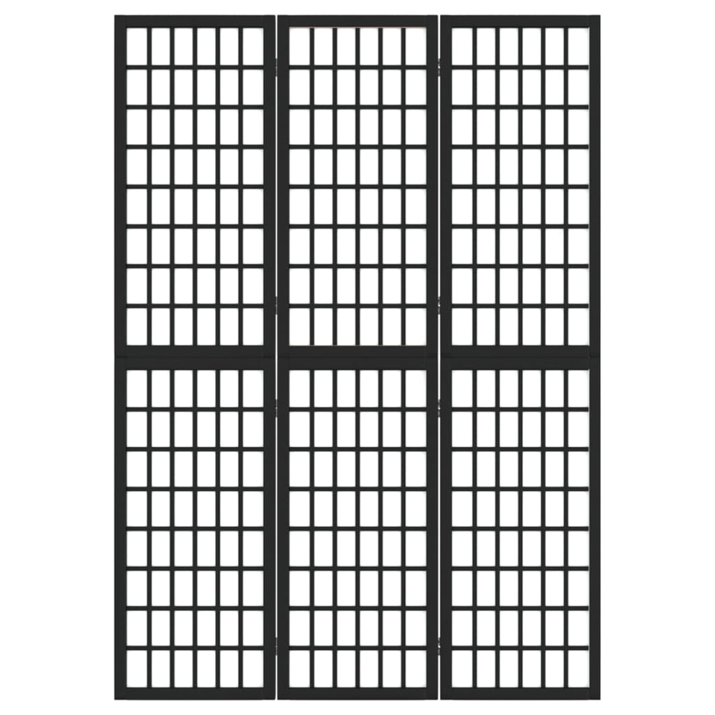 Faltbare Trennwand 3 Paneele 120x170 cm Schwarz