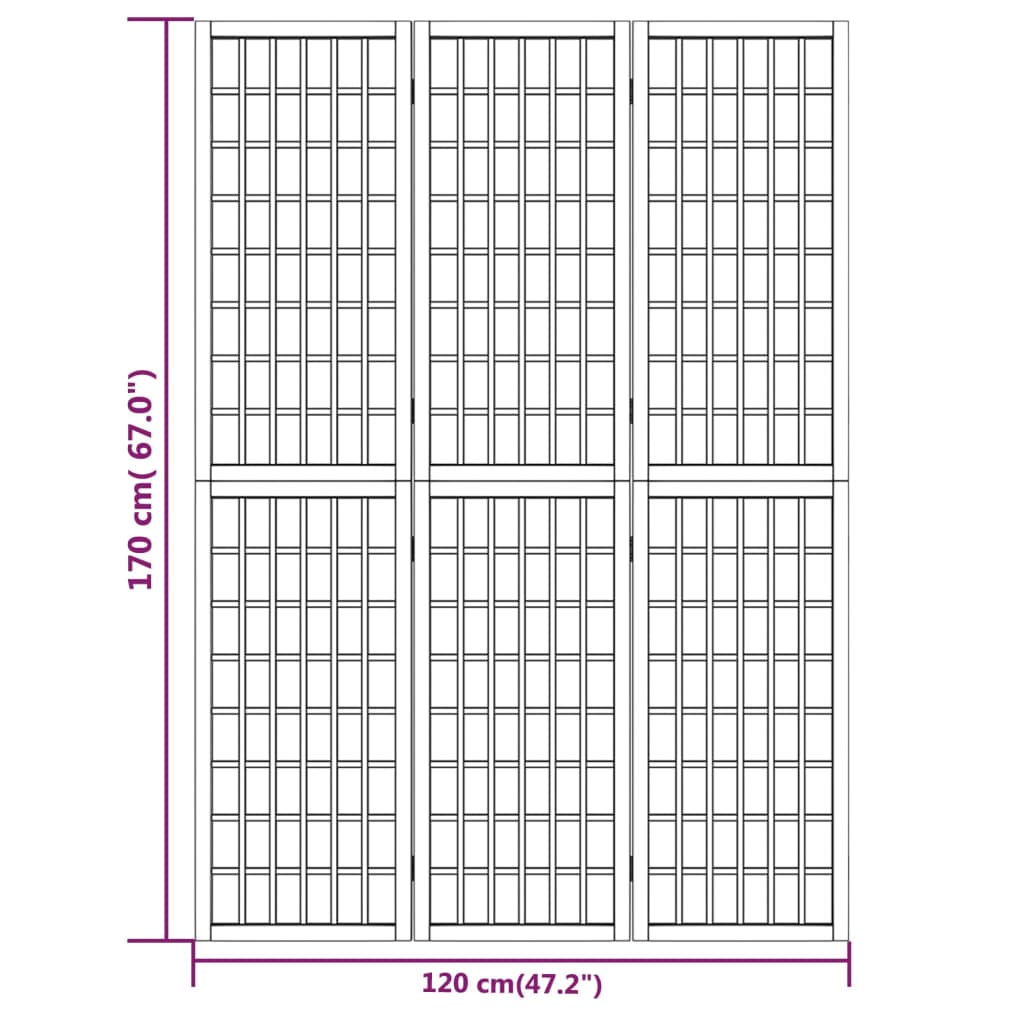 Faltbare Trennwand 3 Paneele 120x170 cm Schwarz