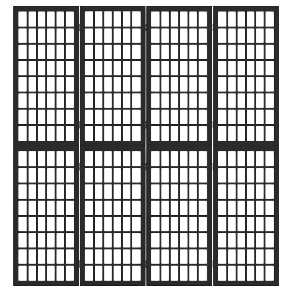 Faltbare Trennwand 4 Paneele 160x170 cm Schwarz