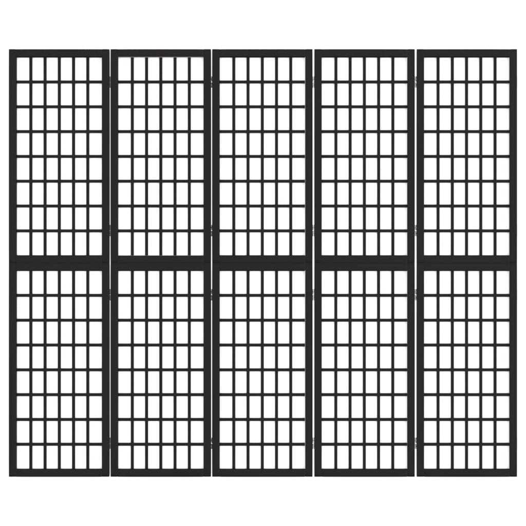 Faltbare Trennwand 5 Paneele 200x170 cm Schwarz