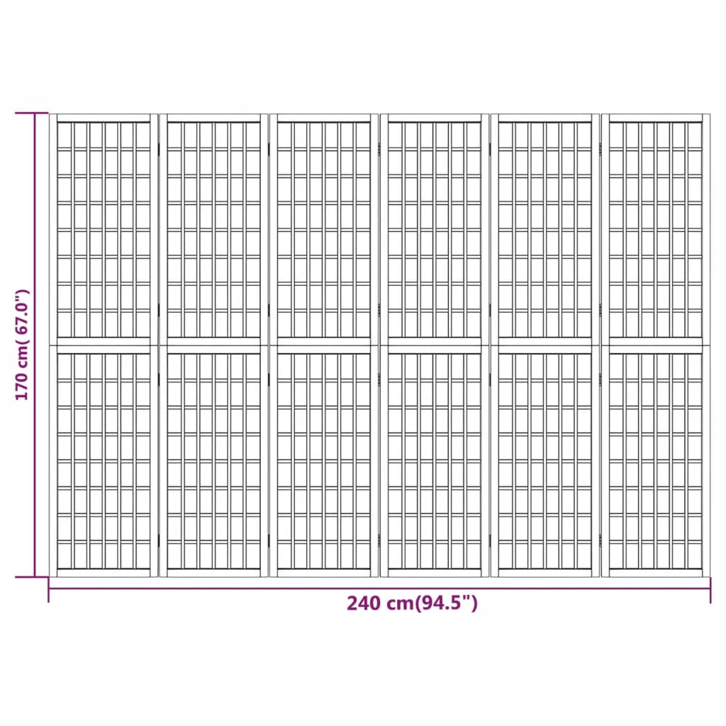 Faltbare Trennwand 6 Paneele 240x170 cm Schwarz