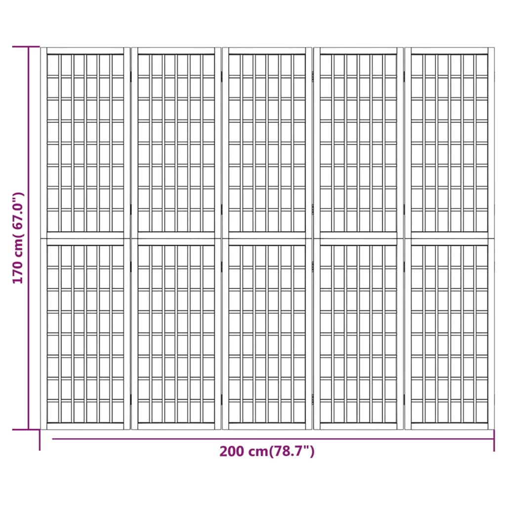 Faltbare Trennwand 5 Paneele 200x170 cm