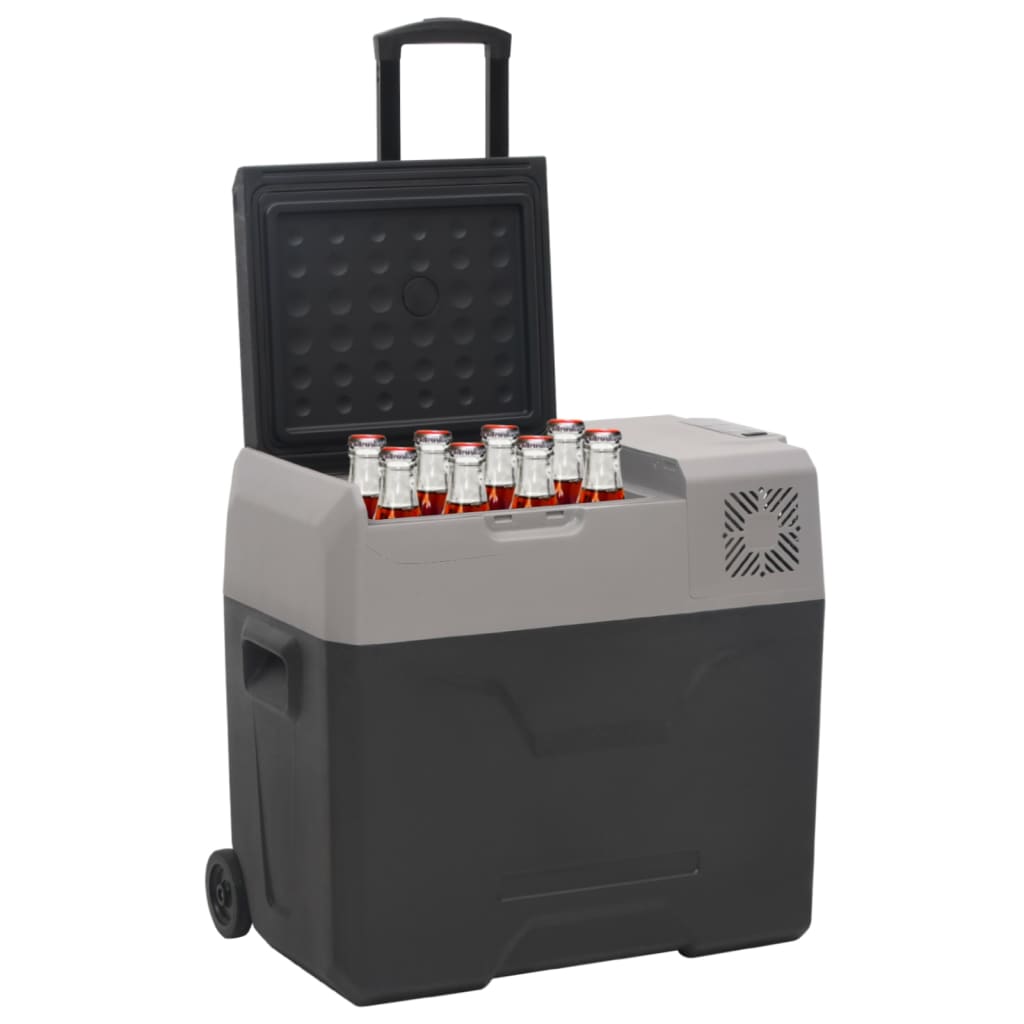 Cooler with wheel and handle black and gray 30 L polypropylene