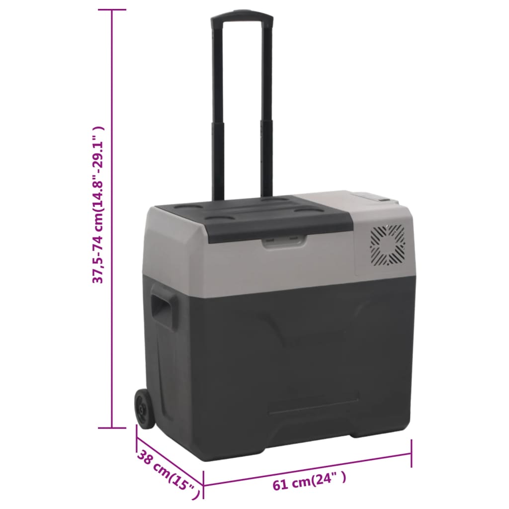 Cooler with wheel and handle black and gray 30 L polypropylene