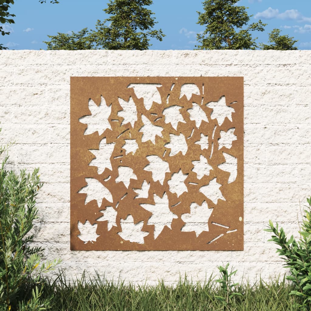 Garden wall decoration 55x55 cm corten steel leaf design