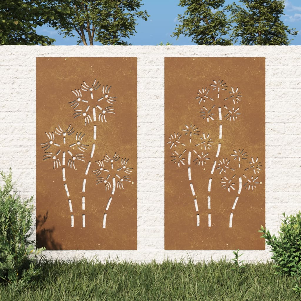 Garden wall decorations 2pcs 105x55 cm flower design