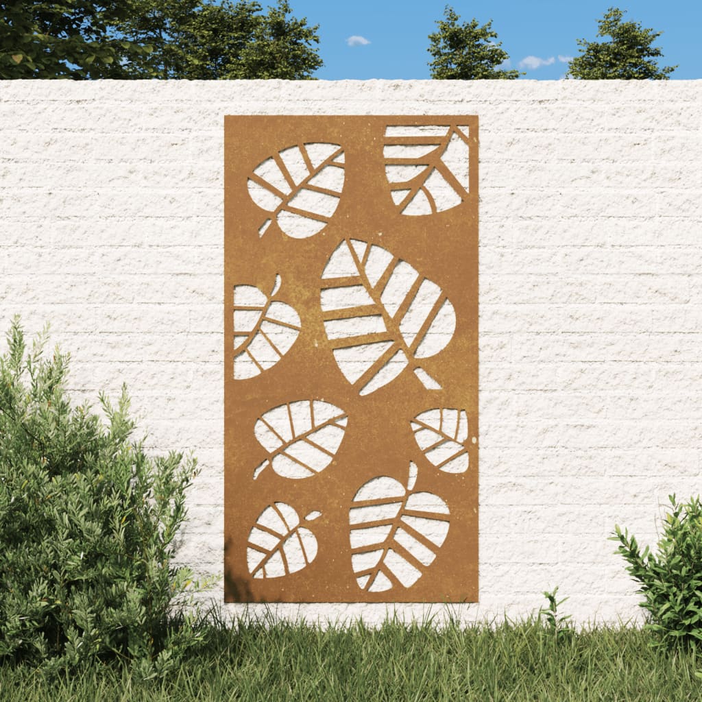 Garden wall decoration 105x55 cm corten steel leaf design