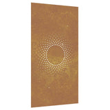 Garden wall decoration 105x55cm corten steel sun design