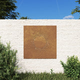 Gartenwanddekoration 55x55 cm Sonnendesign aus Cortenstahl