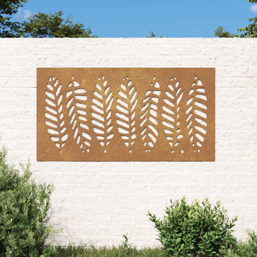 Garden wall decoration 105x55 cm corten steel leaf design