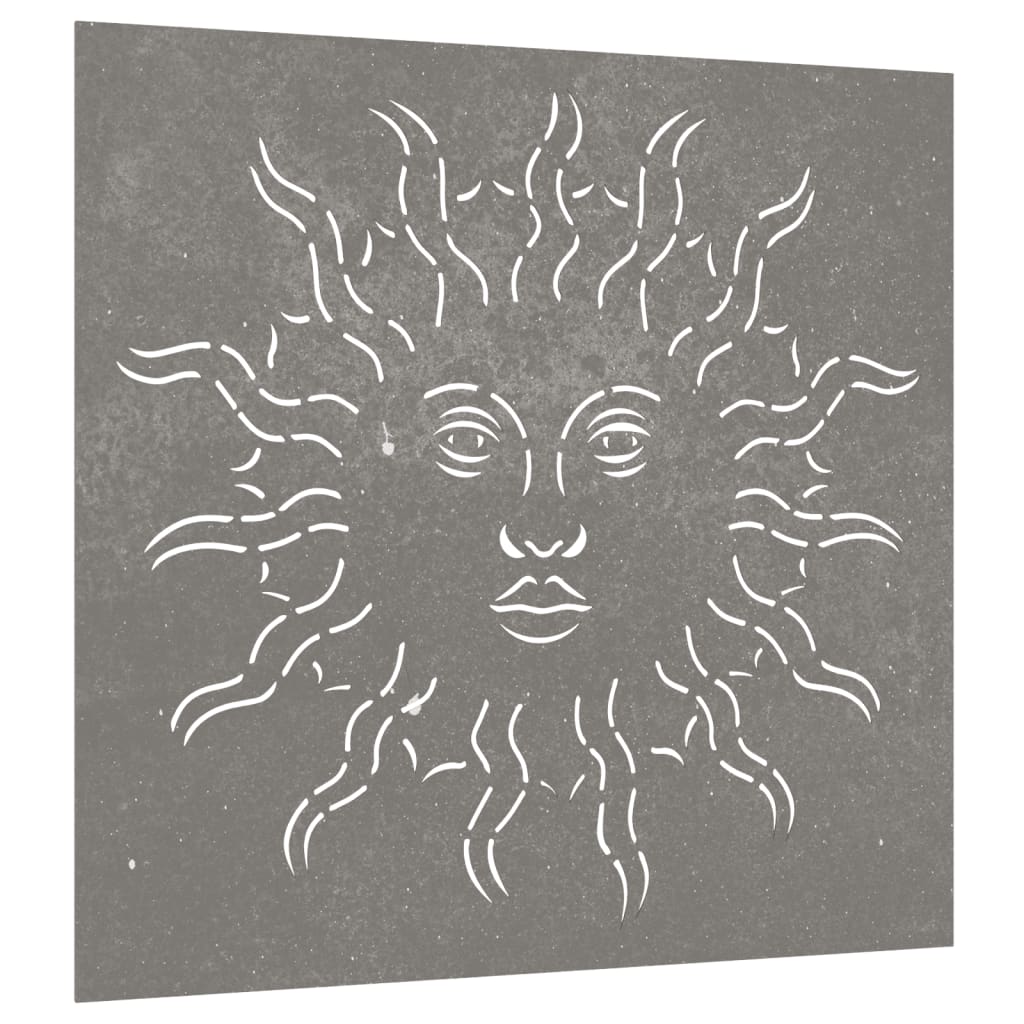 Garden wall decoration 55x55 cm corten steel sun design