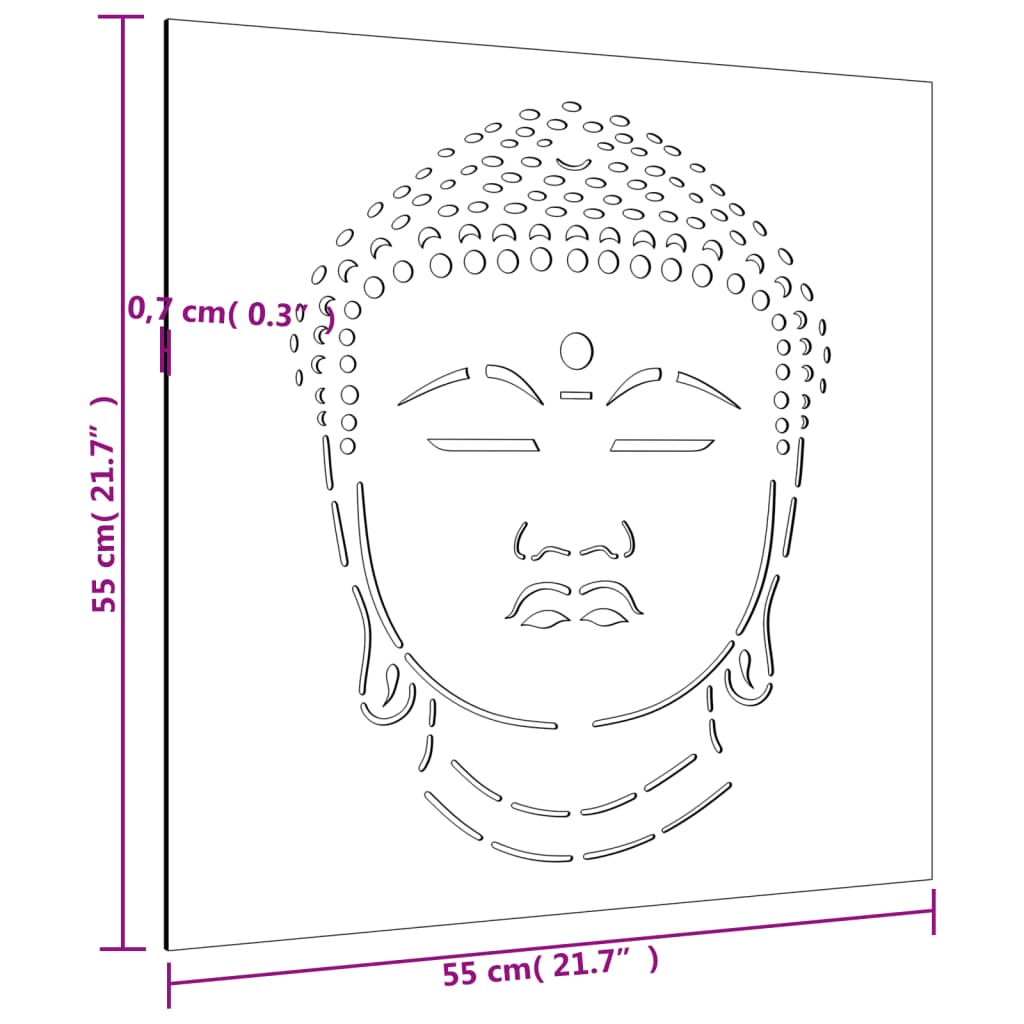 Garden wall decoration 55x55 cm Buddha head motif