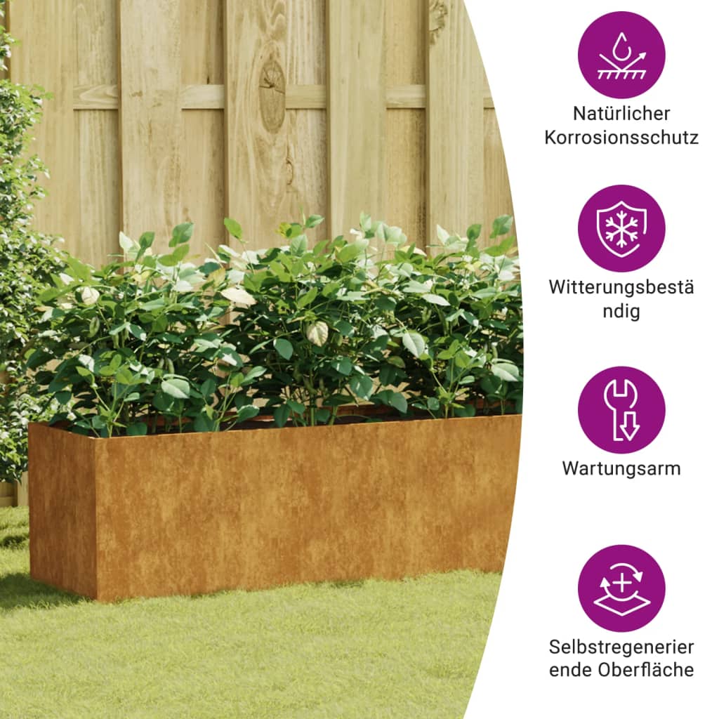 Raised garden bed 280x40x40 cm corten steel