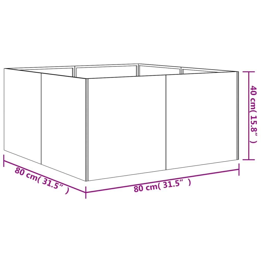 Jardinière 80x80x40 cm acier corten