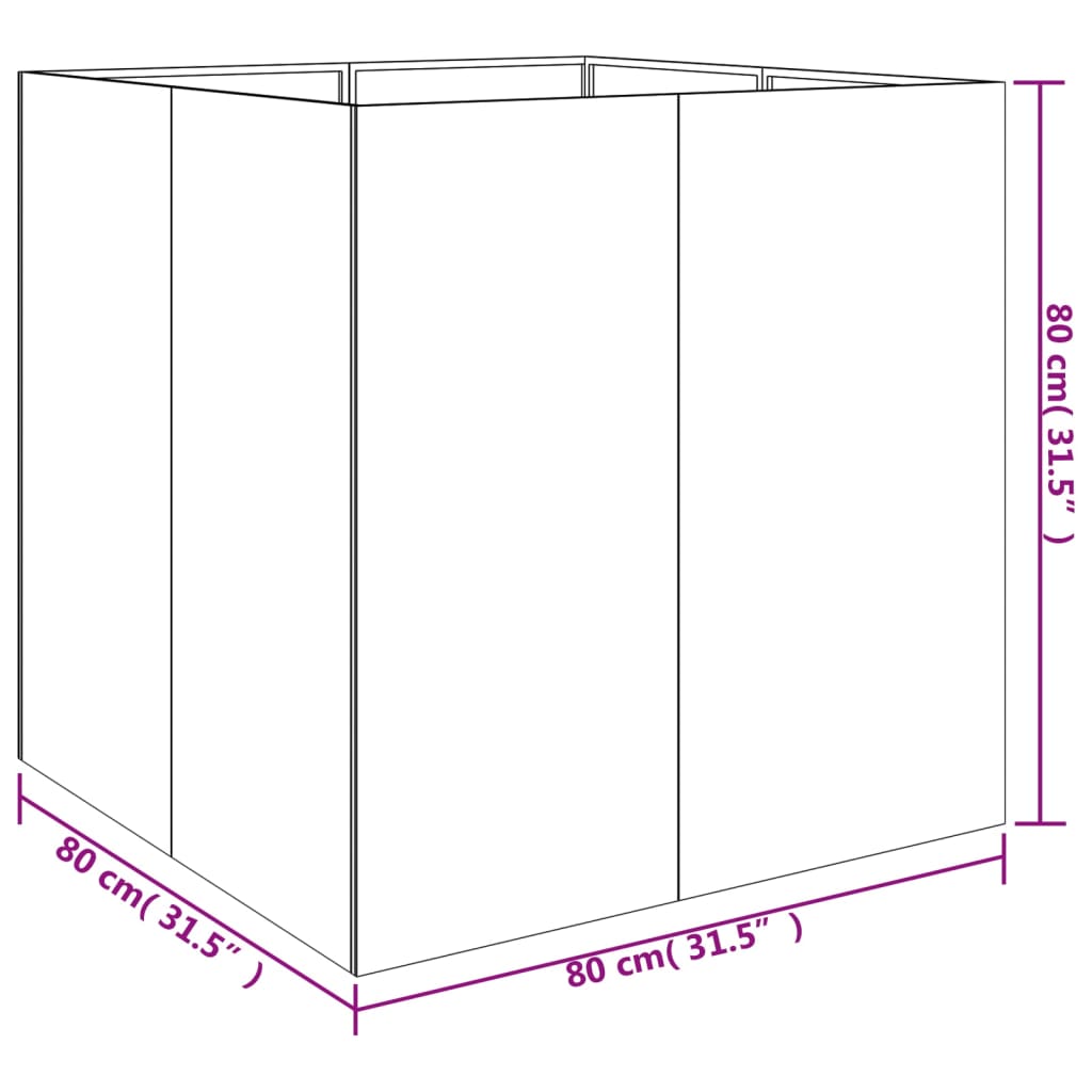 Jardinière 80x80x80 cm acier corten