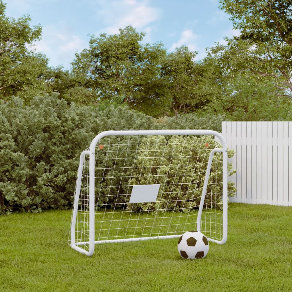 But de football et filet blanc 125x96x60 cm acier et polyester