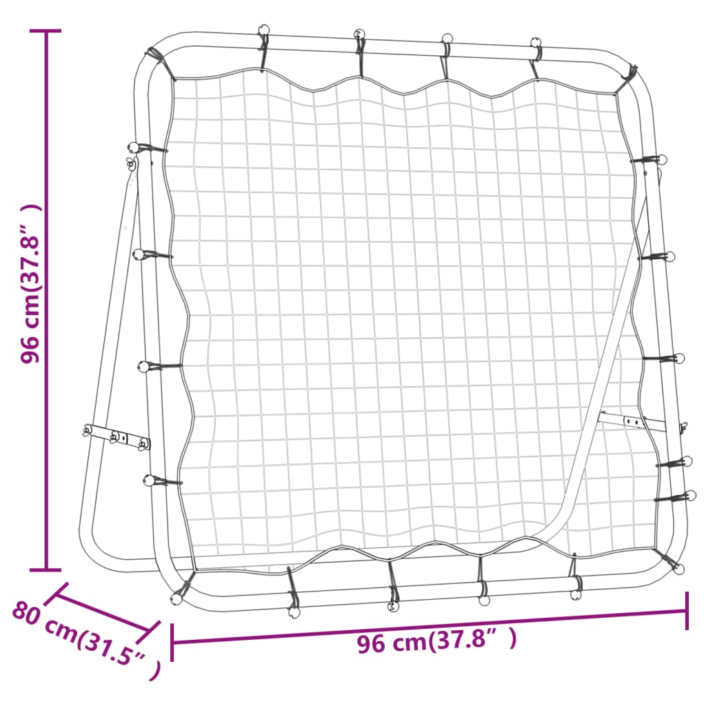 Filet de rebond de football réglable 96x80x96 cm acier et PE