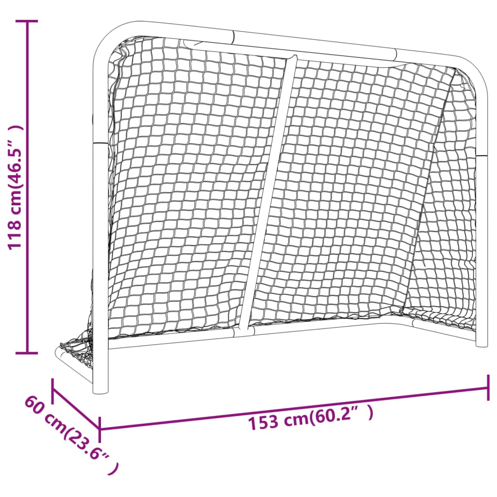 But de hockey avec filet rouge et blanc 153x60x118 cm