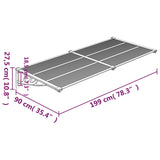 Auvent de porte Gris et transparent 199x90 cm Polycarbonate