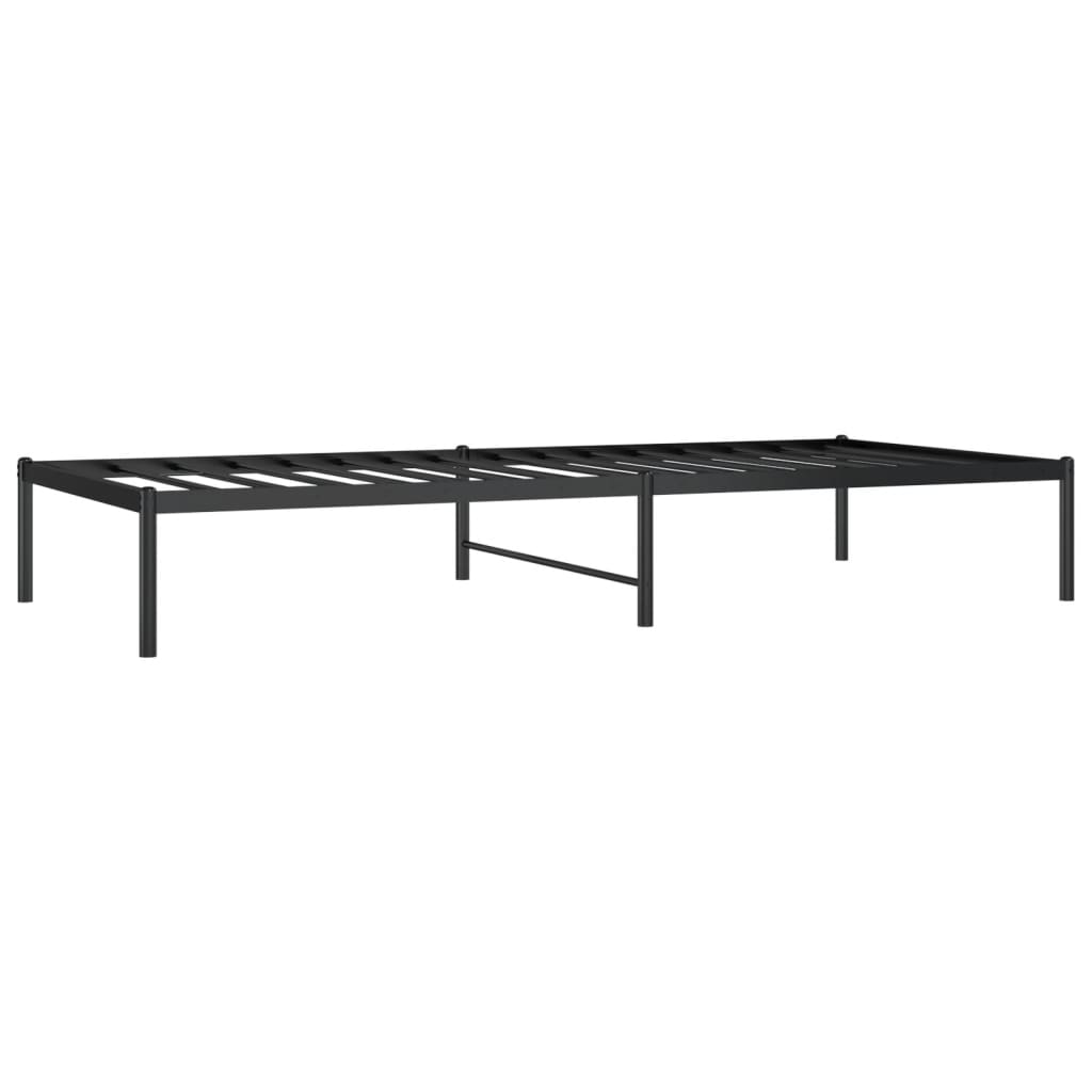 Cadre de lit métal sans matelas noir 90x200 cm