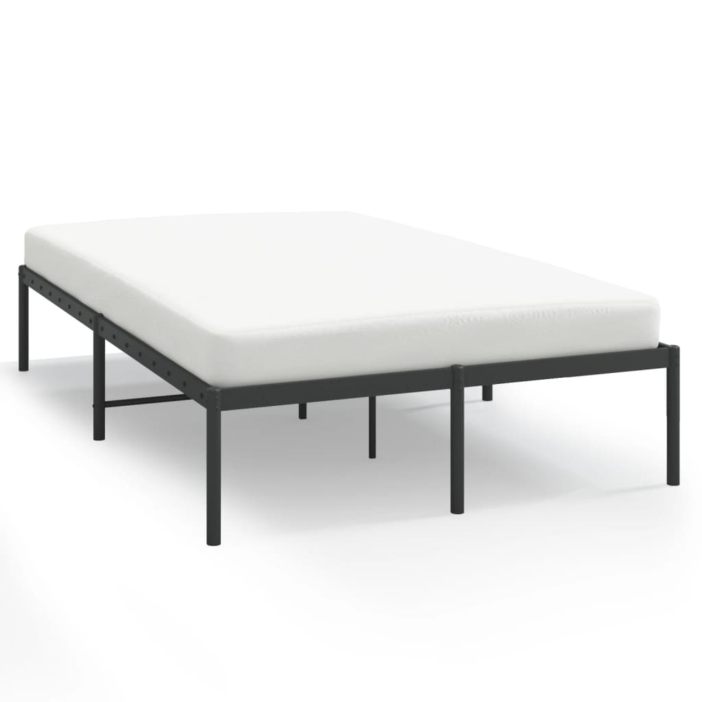 Cadre de lit métal sans matelas noir 120x190 cm