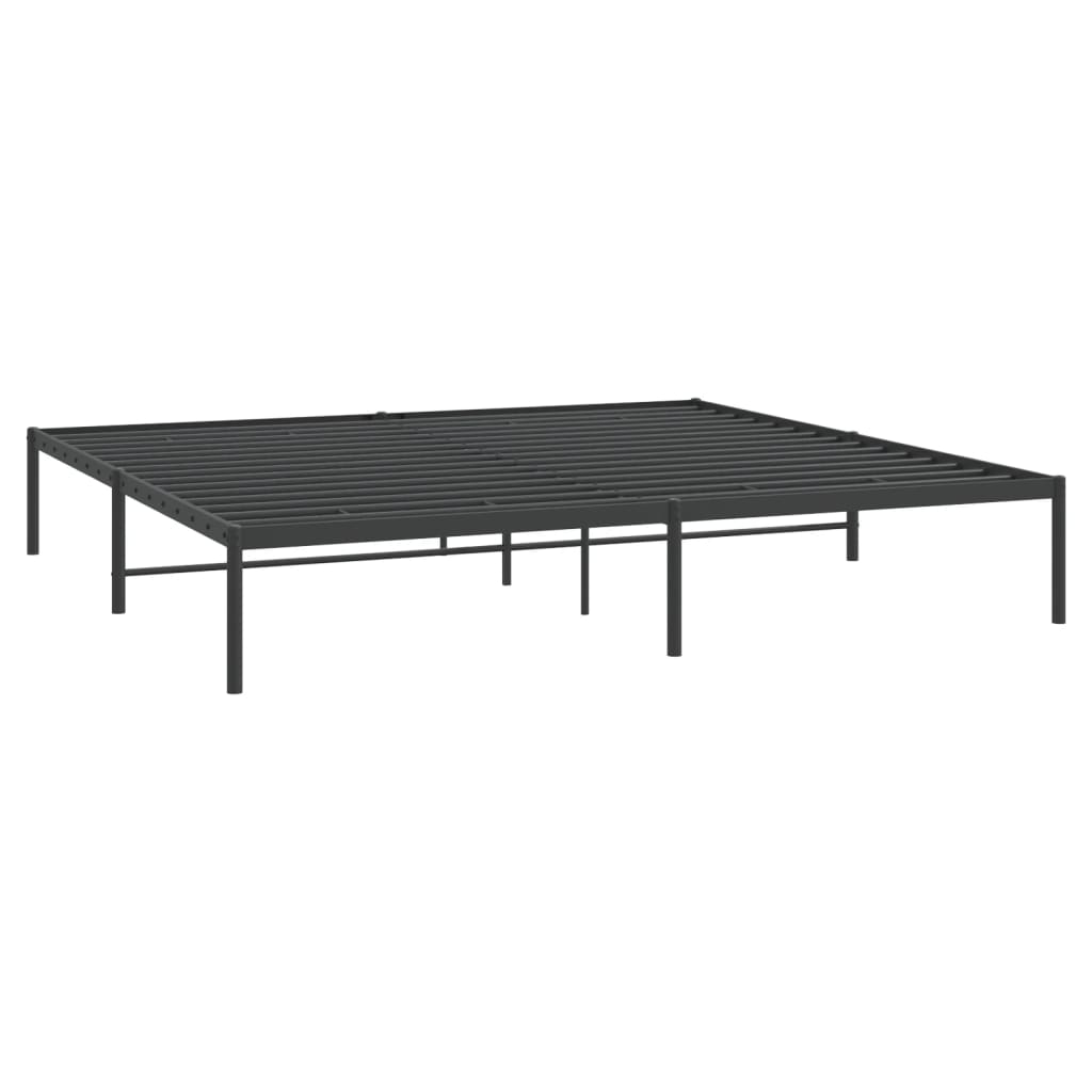 Cadre de lit métal sans matelas noir 200x200 cm