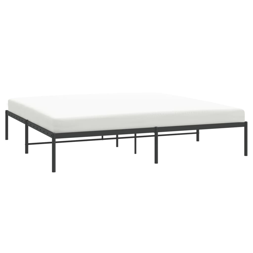 Cadre de lit métal sans matelas noir 200x200 cm