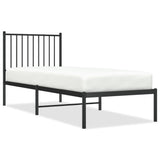 Cadre de lit métal sans matelas avec tête de lit noir 75x190 cm