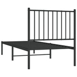 Cadre de lit métal sans matelas avec tête de lit noir 75x190 cm