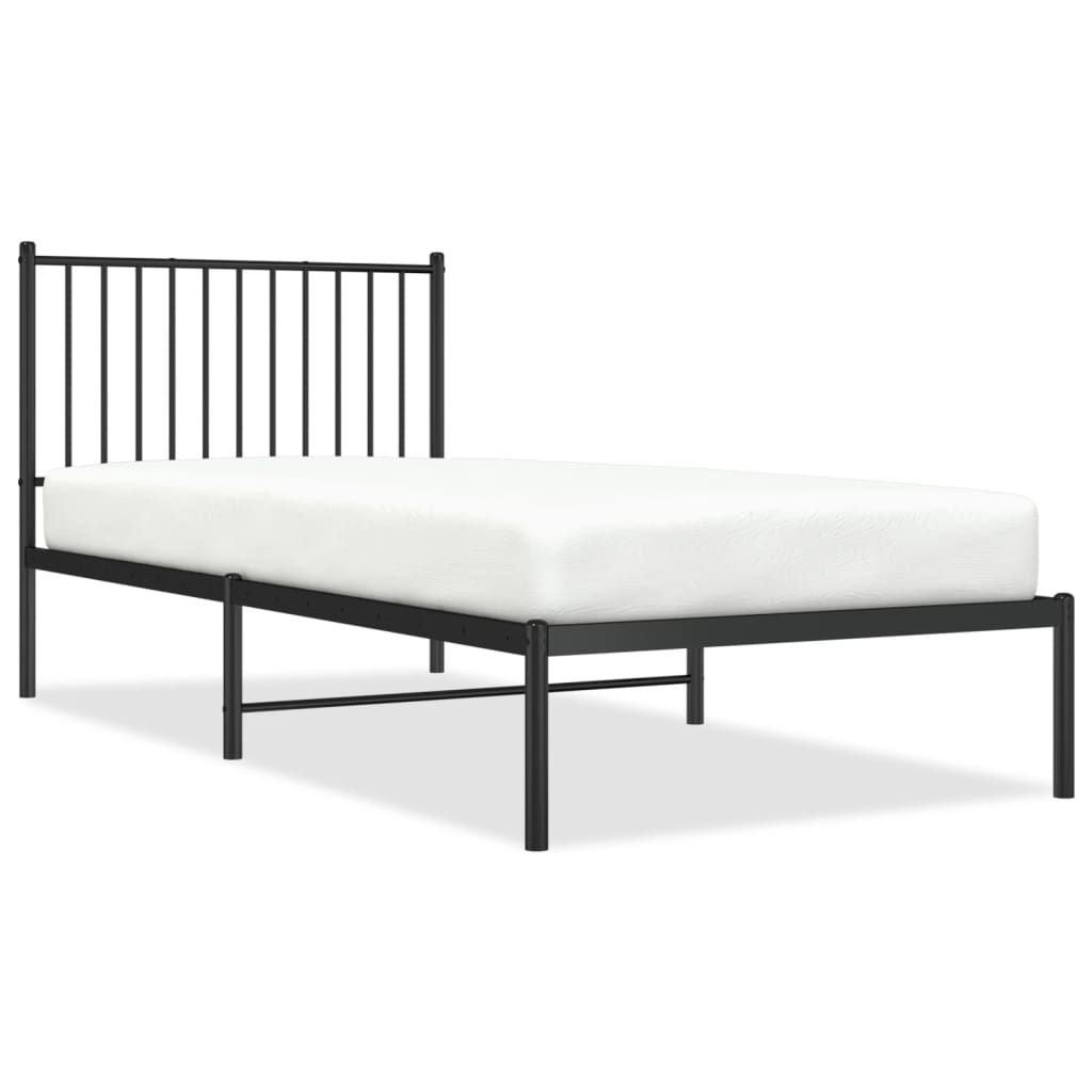 Cadre de lit métal sans matelas avec tête de lit noir 90x200 cm