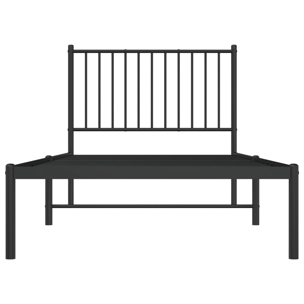 Cadre de lit métal sans matelas avec tête de lit noir 90x200 cm