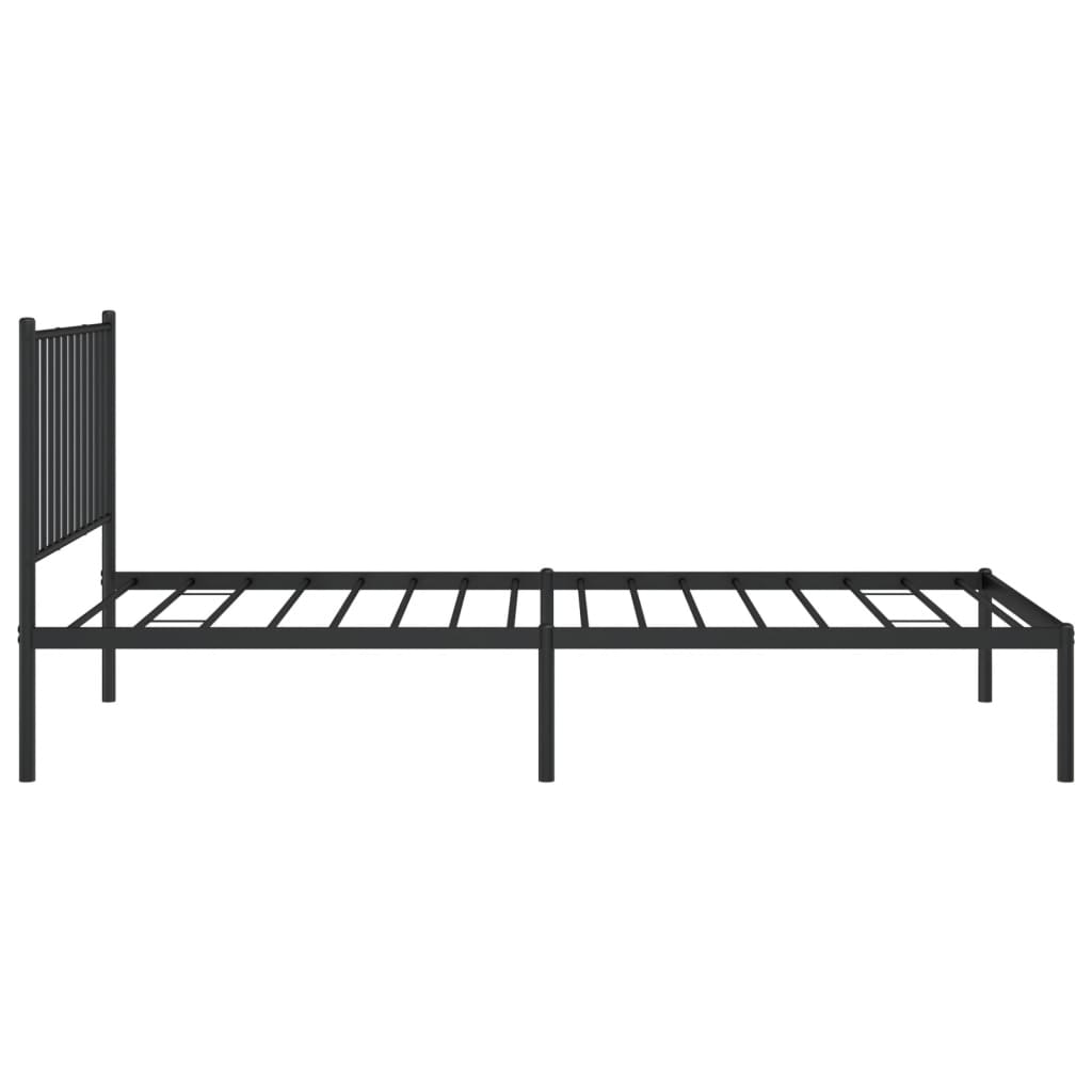 Cadre de lit métal sans matelas avec tête de lit noir 90x200 cm