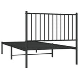 Cadre de lit métal sans matelas avec tête de lit noir 90x200 cm