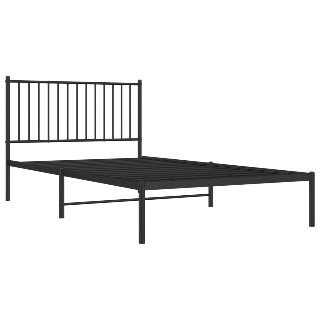 Cadre de lit métal sans matelas avec tête de lit noir 107x203cm