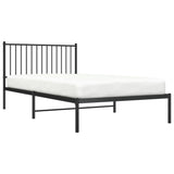 Cadre de lit métal sans matelas avec tête de lit noir 107x203cm