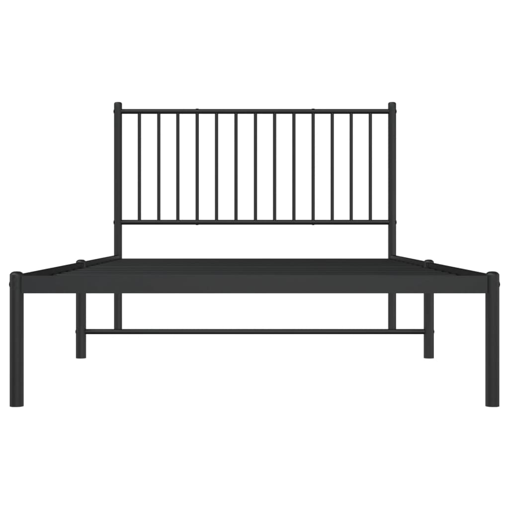 Cadre de lit métal sans matelas avec tête de lit noir 107x203cm