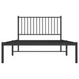 Cadre de lit métal sans matelas avec tête de lit noir 107x203cm