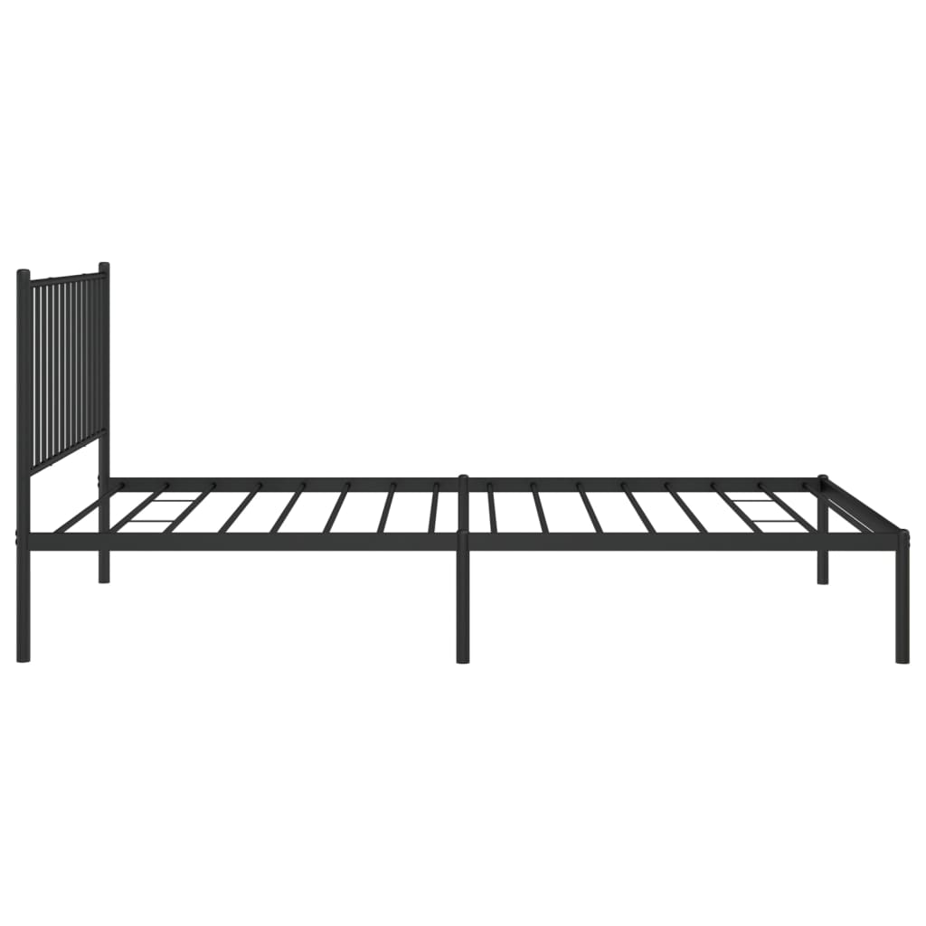 Cadre de lit métal sans matelas avec tête de lit noir 107x203cm