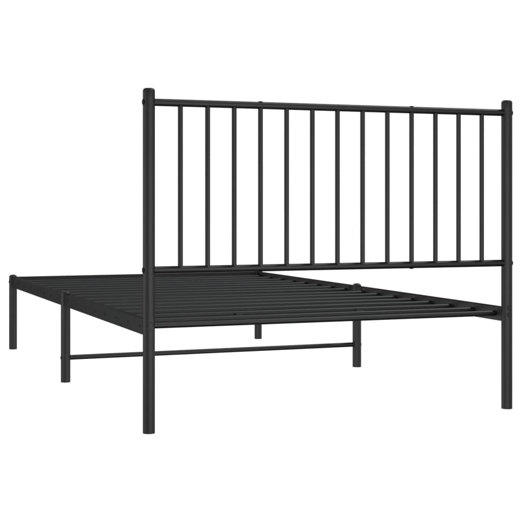 Cadre de lit métal sans matelas avec tête de lit noir 107x203cm