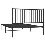 Cadre de lit métal sans matelas avec tête de lit noir 107x203cm