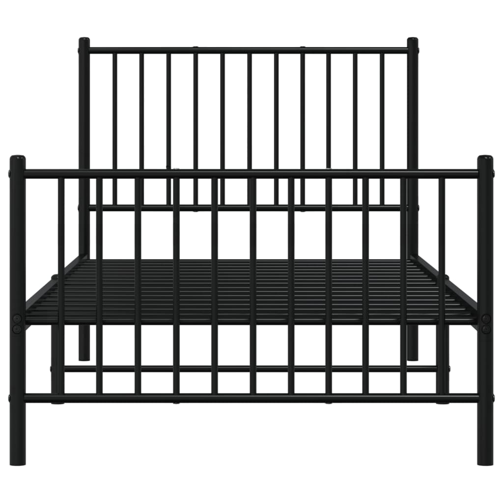 Cadre de lit métal sans matelas avec pied de lit noir 90x190 cm