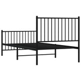 Cadre de lit métal sans matelas avec pied de lit noir 90x190 cm