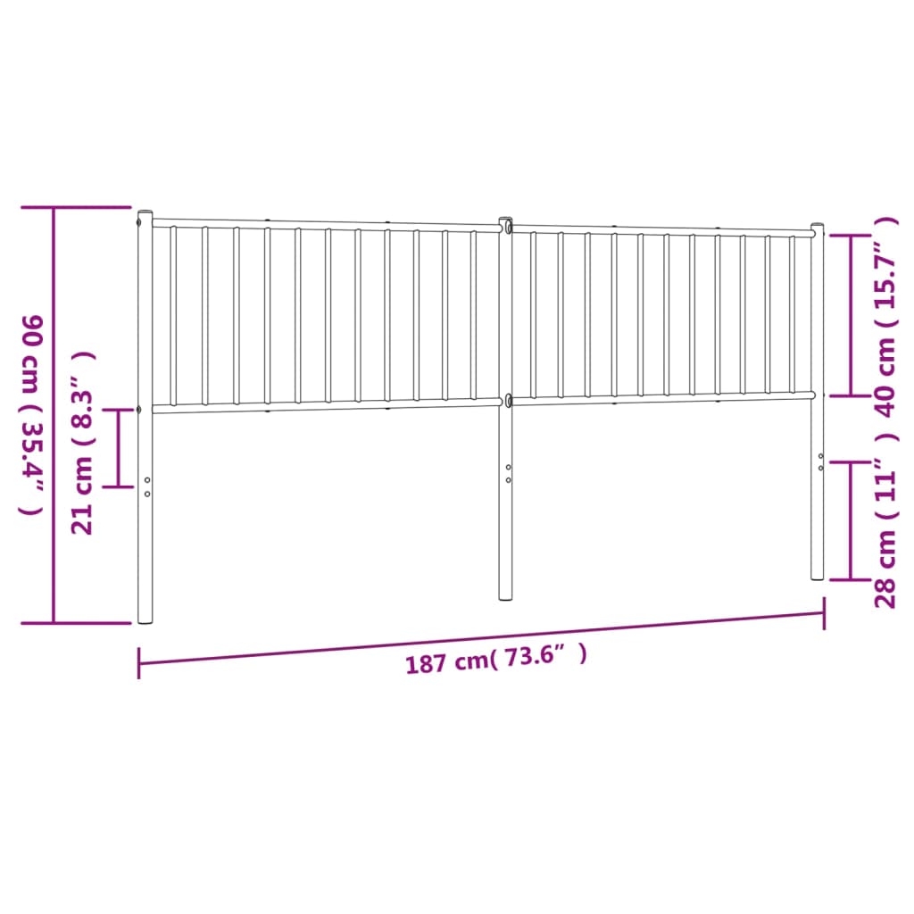 Tête de lit métal noir 180 cm