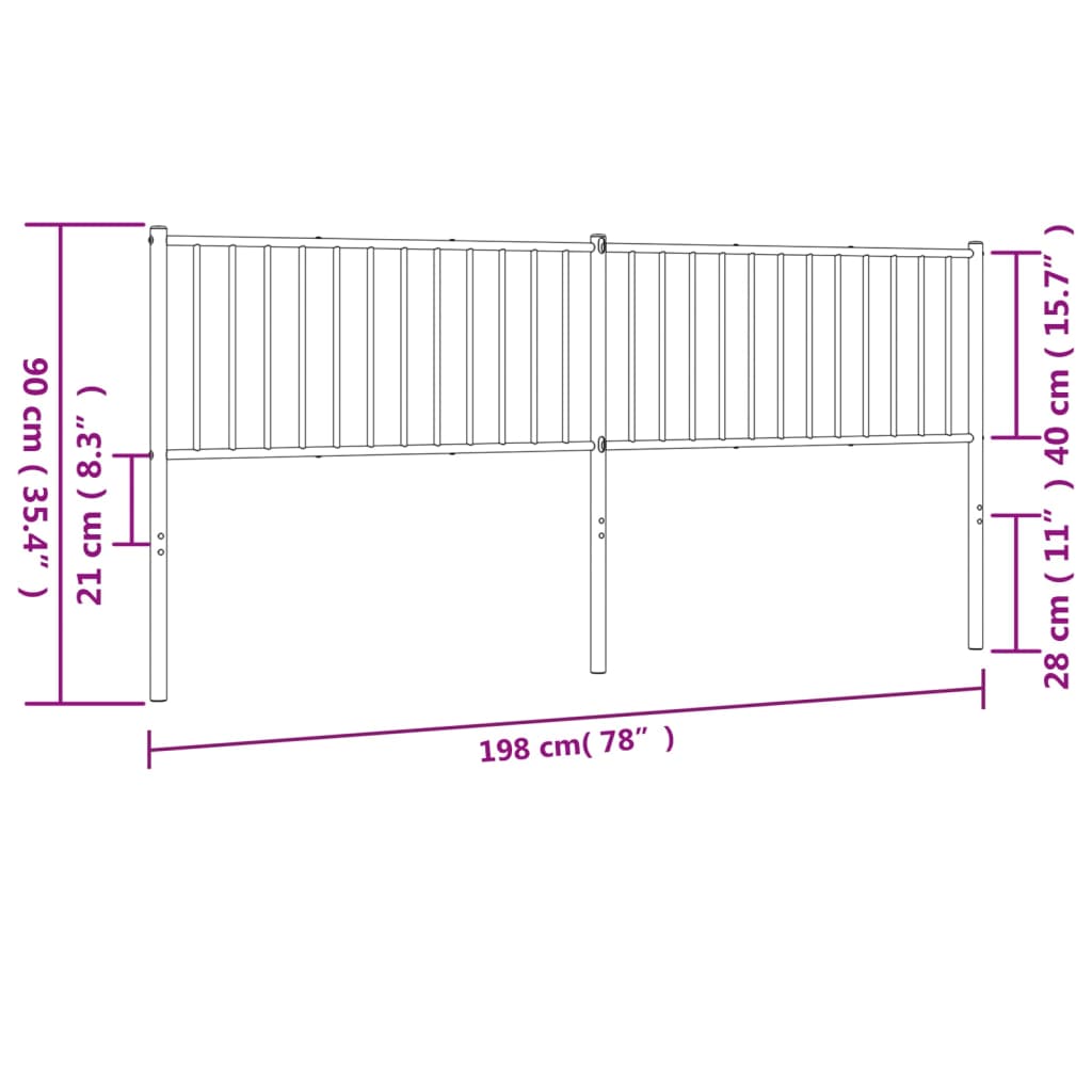 Tête de lit métal noir 193 cm