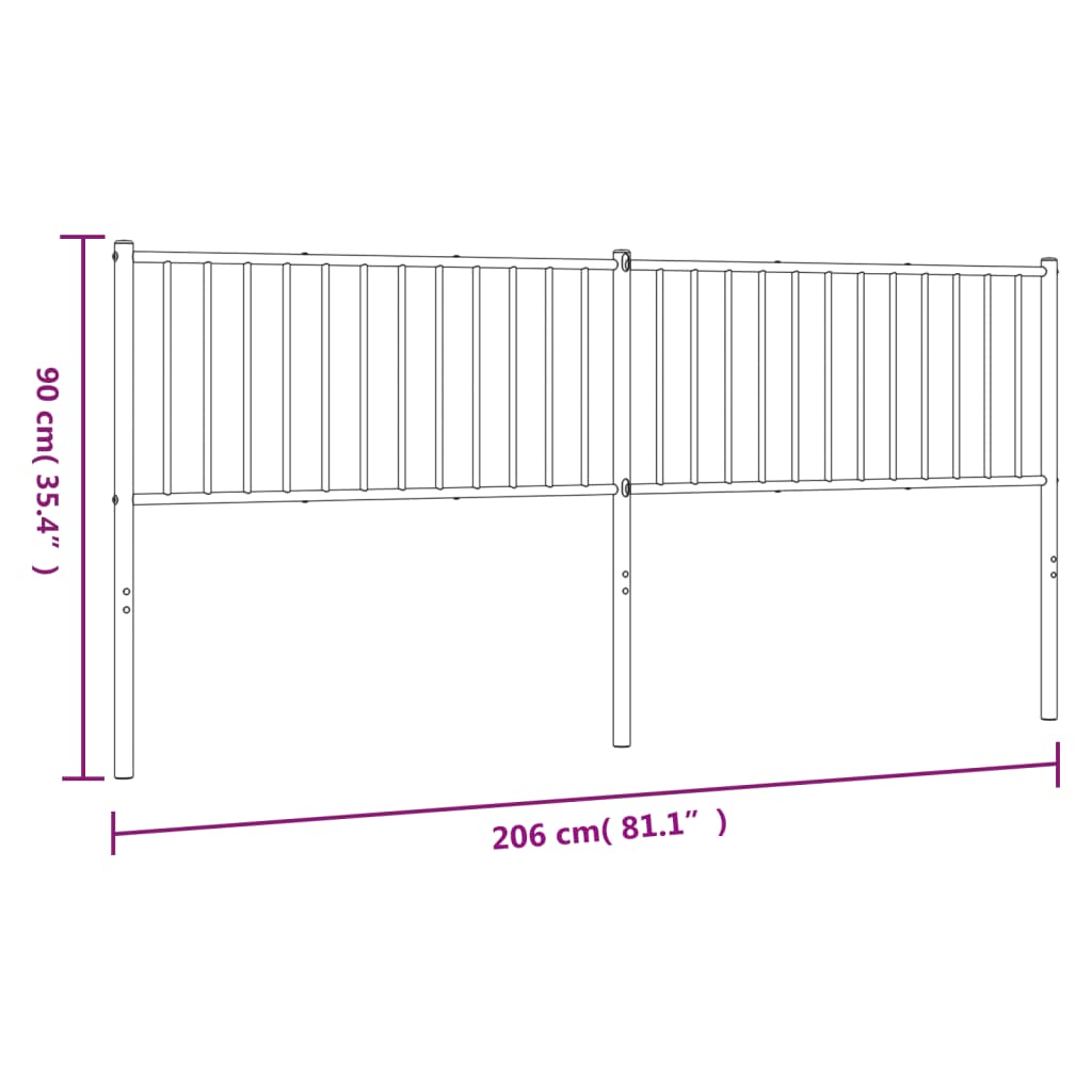 Tête de lit métal noir 200 cm