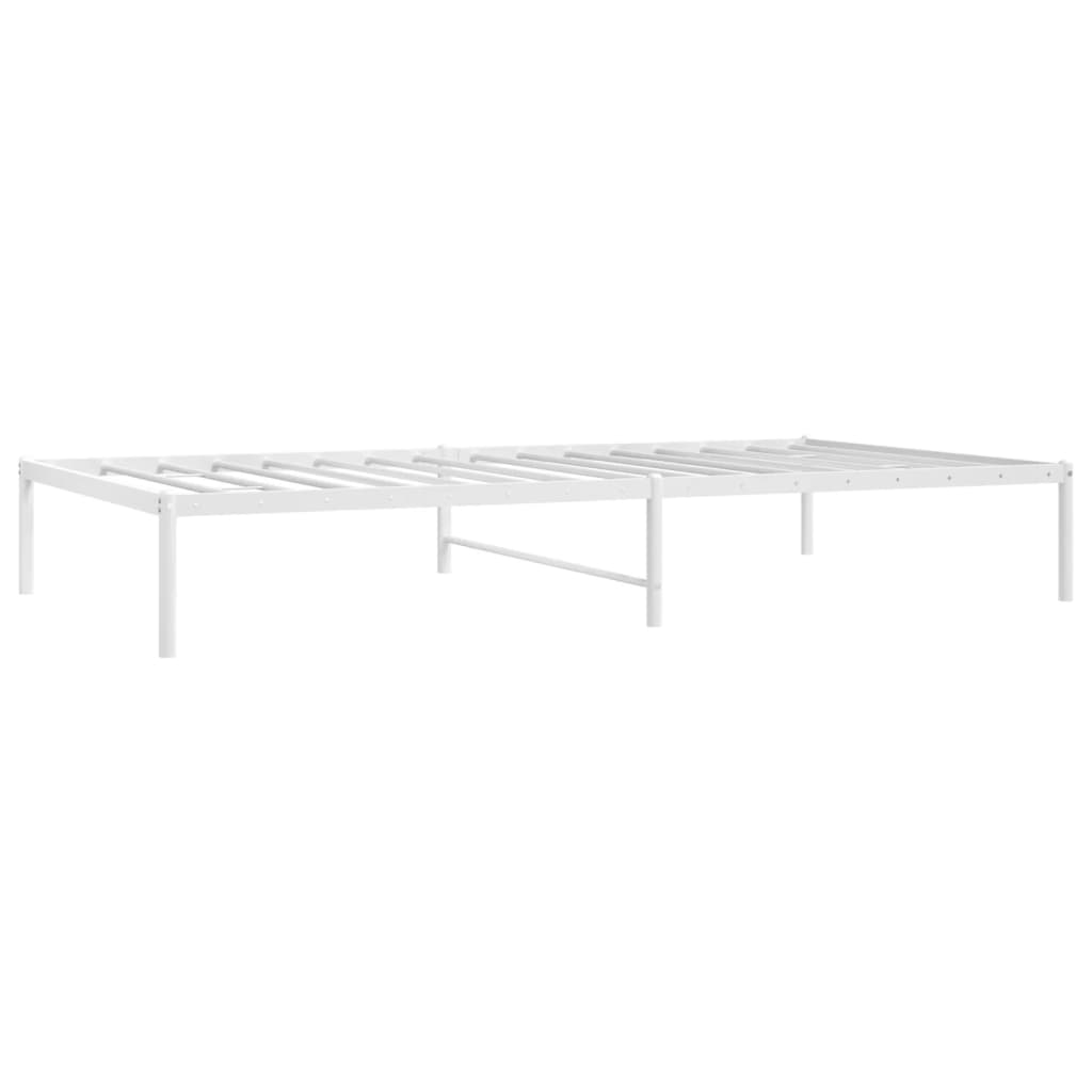 Cadre de lit métal sans matelas blanc 75x190 cm