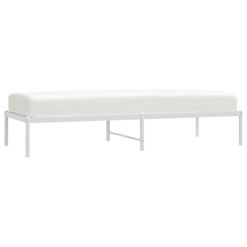 Cadre de lit métal sans matelas blanc 75x190 cm