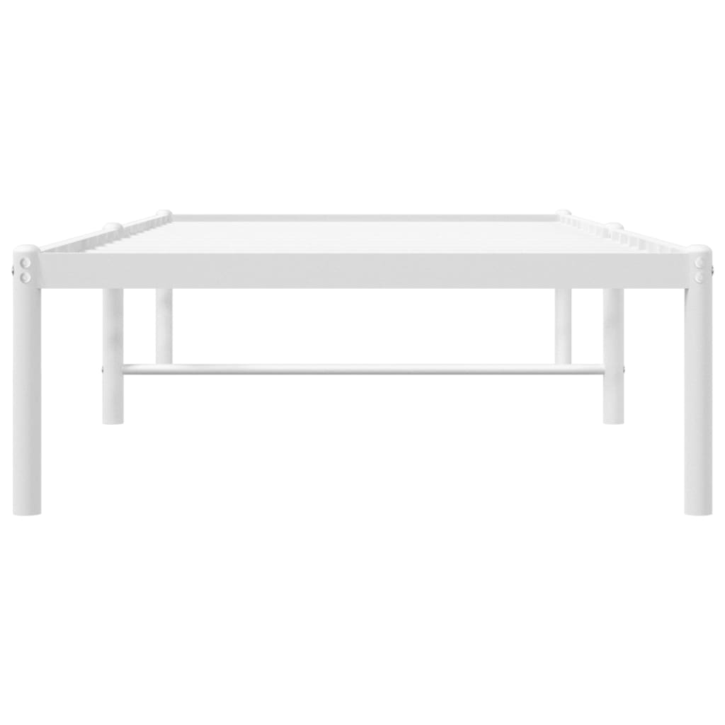 Cadre de lit métal sans matelas blanc 75x190 cm