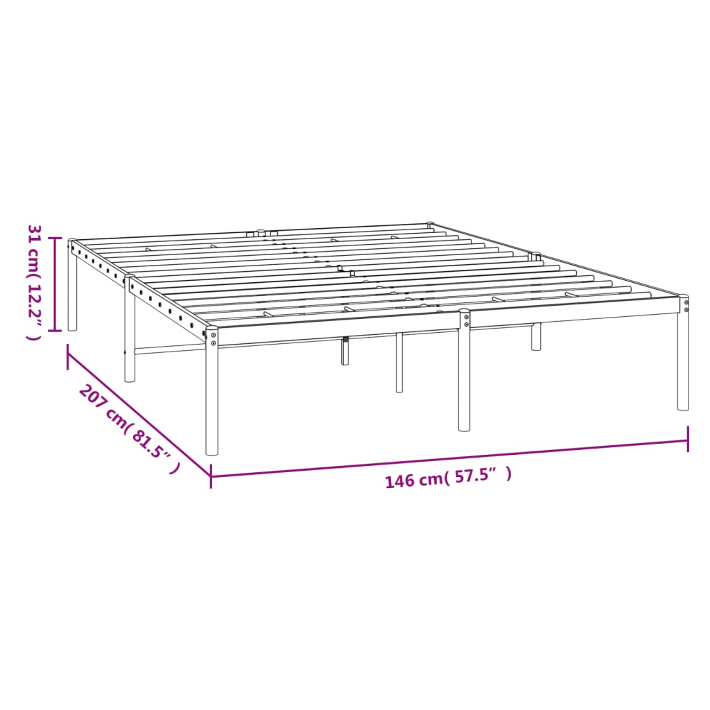 Cadre de lit métal sans matelas blanc 140x200 cm